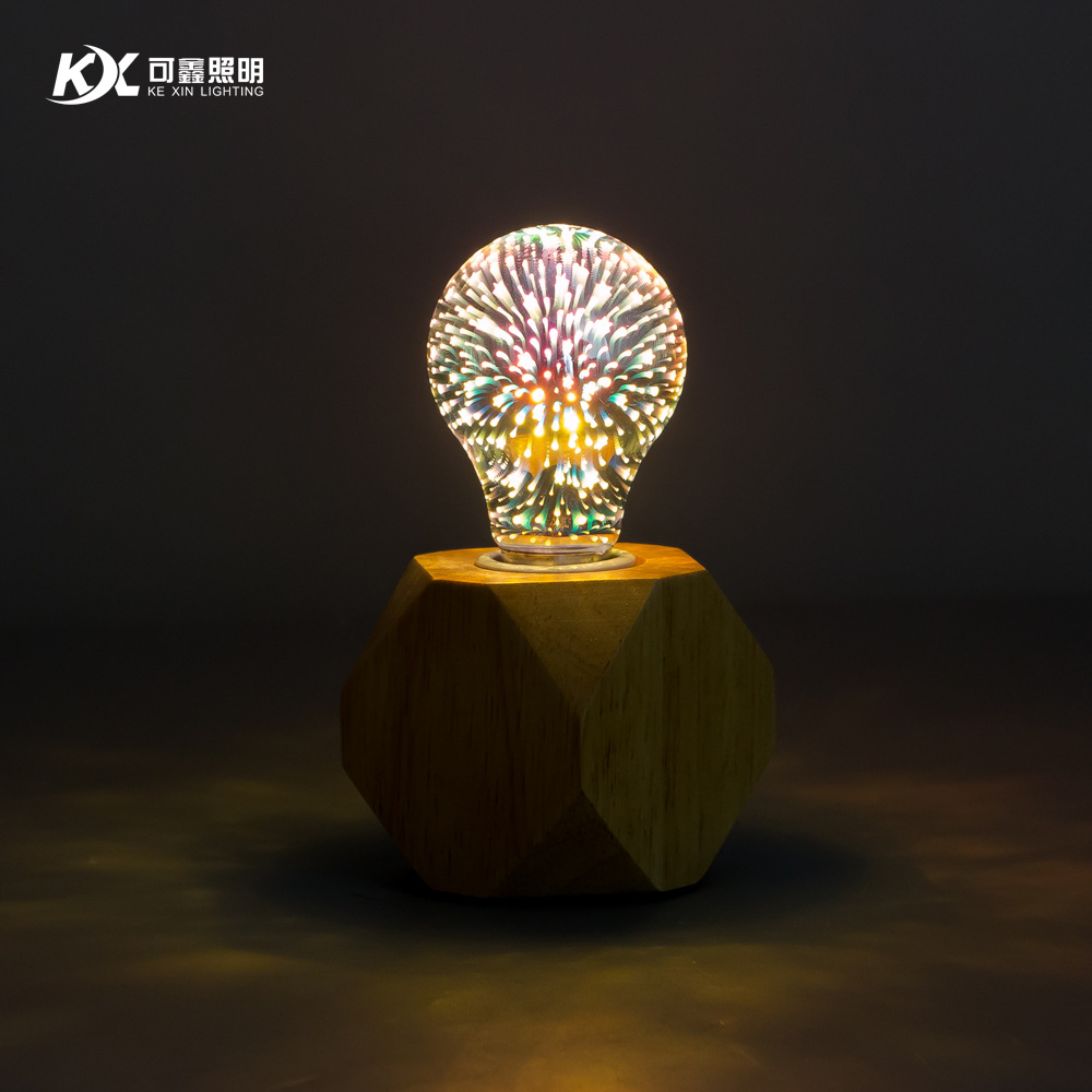 A60 3D fuegos artificiales bombilla Navidad atmósfera decoración colorida bombilla de vidrio creativa transfronteriza