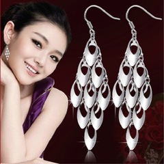 Qiaolanxuan Japanese-Korean Version Peacock Copper Earrings with Long Tails, Exaggerated Tassel Earrings, Fairy Godmother Scattering Flowers Earrings, Pure Silver Accessory