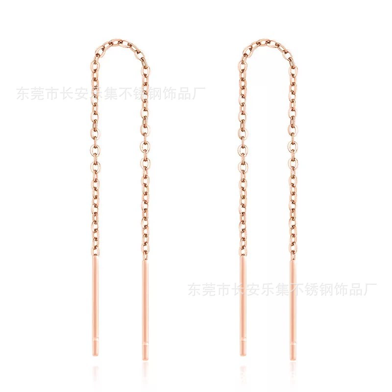 Earrings stainless steel, long accessory, factory direct supply, Korean style, simple and elegant design, wholesale