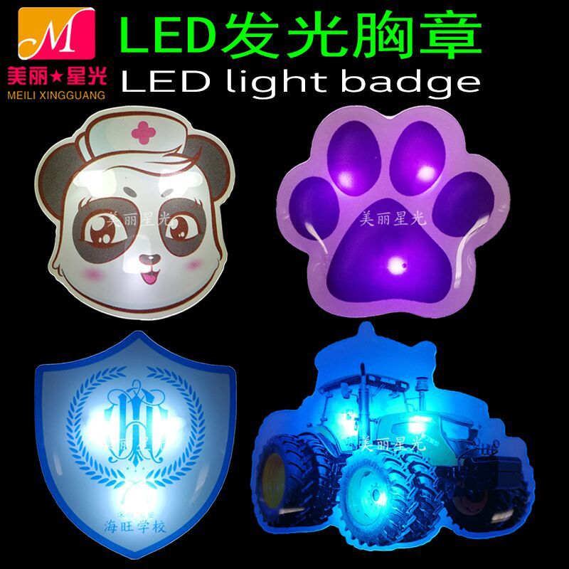 Insignia luminosa de amor al por mayor, regalo de evento anual de la empresa, insignia led, microsello luminoso led de acrílico