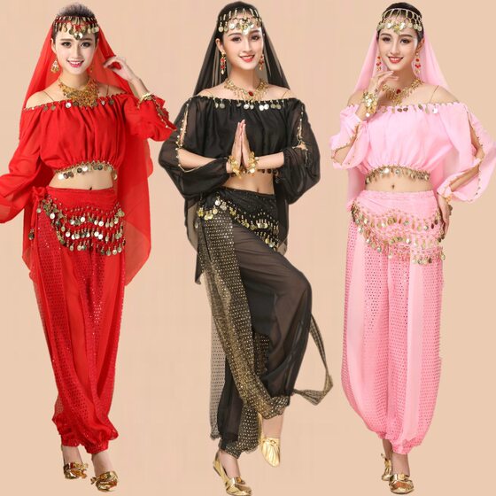 Belly Dance Costume New Adult Female Indian Dance Performance Costume Dance Practice Costume Long Sleeve Pants suit