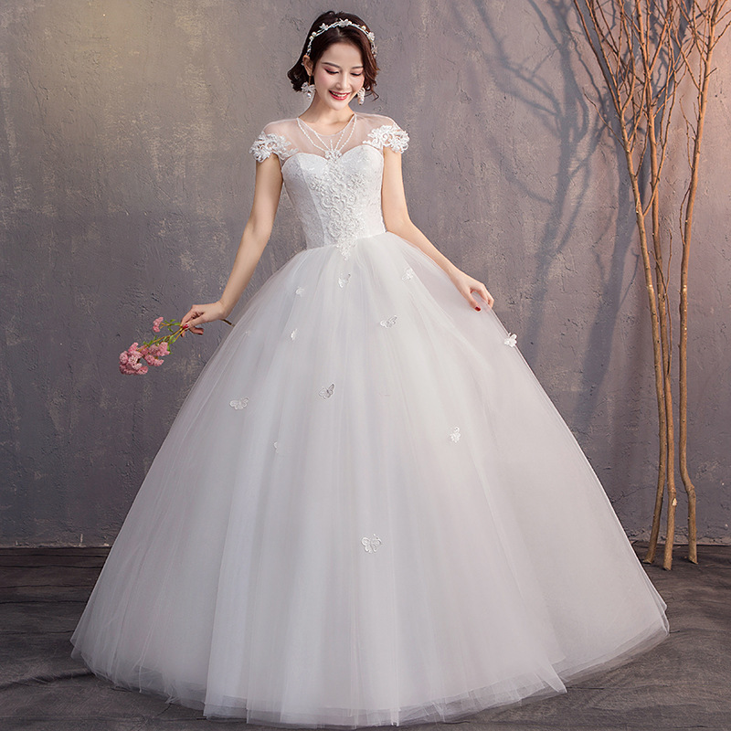 Foreign Trade Wedding Dress European and American Style 2026 New Korean-Style Maternity Wedding Dress with Shoulder Coverage, Short Sleeves, Lace, Floor-Length, Slimming Effect, One-Piece Wholesale Foreign Trade Wedding Dress European and American Style 2026 New Korean-Style Maternity Wedding Dress with Shoulder Coverage, Short Sleeves, Lace, Floor-Length, Slimming Effect, One-Piece Wholesale