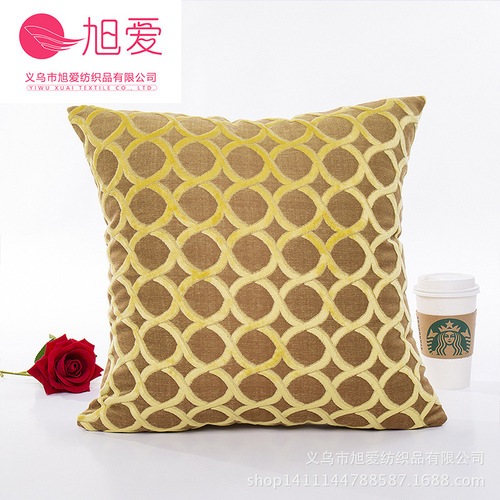 Xuai flocked three-dimensional circle geometric pillow blended pillow cover home modern simple core-free pillow