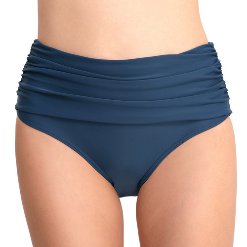 European and American high-waisted elastic pleated swimsuit for women, conservative triangle swimsuit for women