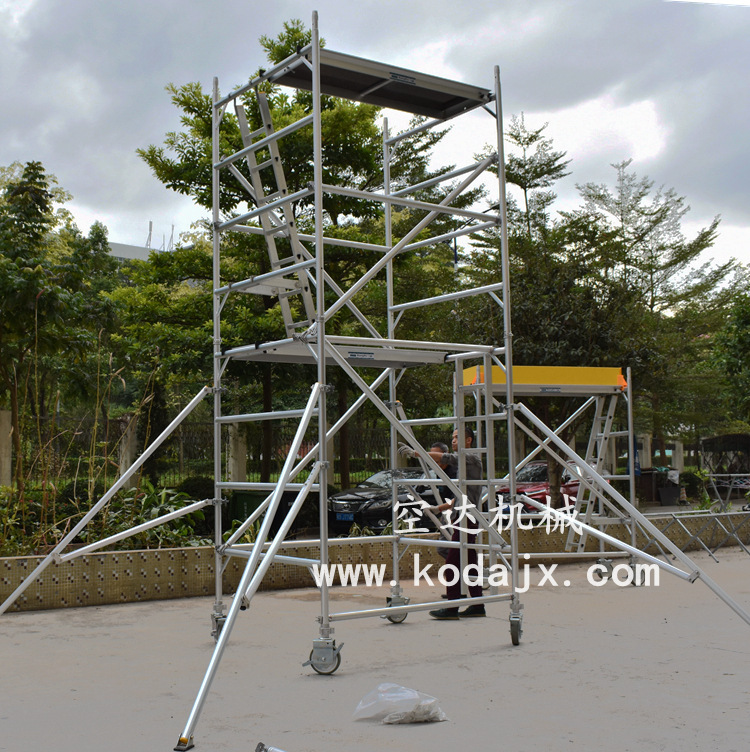 轻便脚手架移动平台6米，作业高度8米快装铝合金脚手架内爬梯