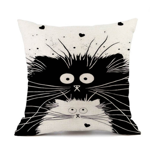 Cross-border European linen digital printing cat linen sofa pillowcase headrest manufacturer wholesale for foreign trade