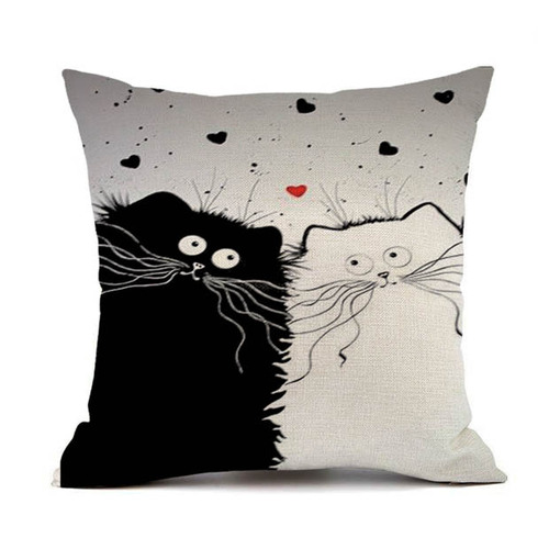 Cross-border European linen digital printing cat linen sofa pillowcase headrest manufacturer wholesale for foreign trade