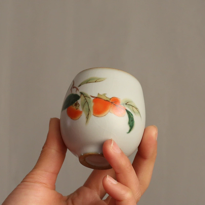Чайная чашка Ru kiln (Zenfang) округлая керамическая чашка мастера кунг-фу, ручная роспись мотив, 0.35 кг