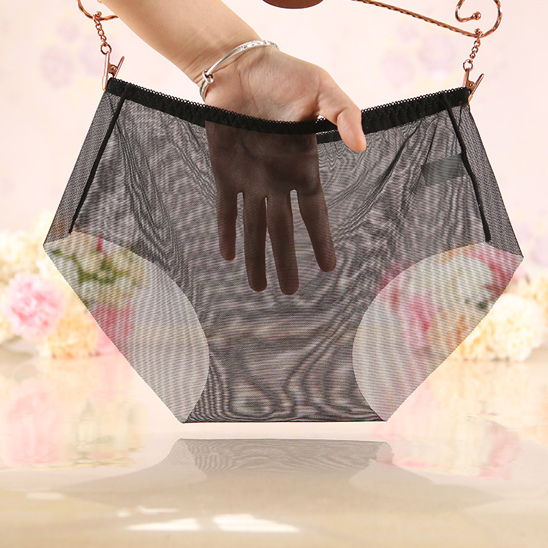 Women's Underwear Seamless Mid-Waist Thin Invisible Pants High Elasticity Non-Sensory Transparent Breathable Air Ice Silk Briefs 002