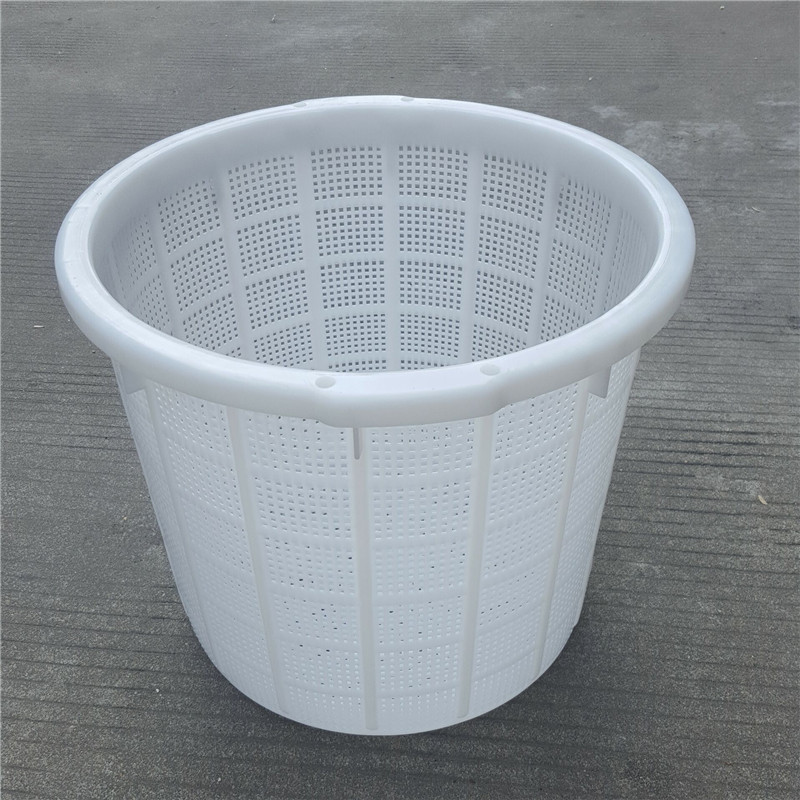 2#虾箩圆形胶筐 加厚圆形虾箩 白色水产胶框 水果采摘运输周转箩