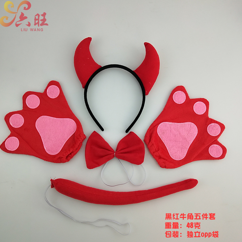 Juego de tres piezas de cuernos de diablo para Halloween, diadema con cuernos pequeños rojos, decoración para festivales de fantasmas, carnaval y disfraces