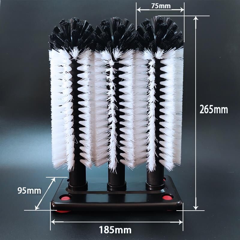 Source Cup Washing Brush Hotel Bar Milk Tea Shop Commercial Three-Head Suction Cup Wall Cleaning Brush Glass Cup Brush High