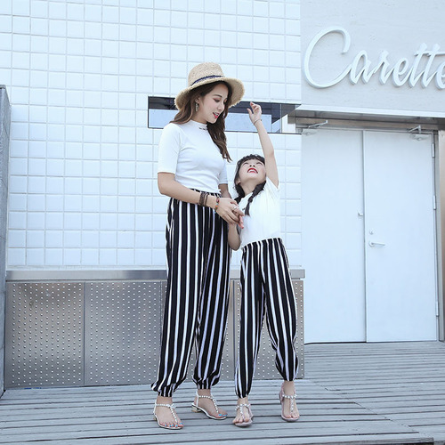 Summer Children's Pants Thin Cotton Satin Beach Pants for Ladies and Gents Children Lantern Pants for Babies Parent-Child Mosquito-Proof Pants