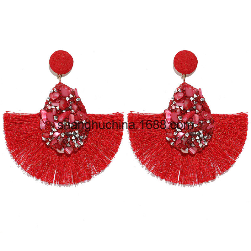 Pendientes de borla en forma de gota europea y americana popular pendientes de borla personalidad exagerada accesorios de fábrica