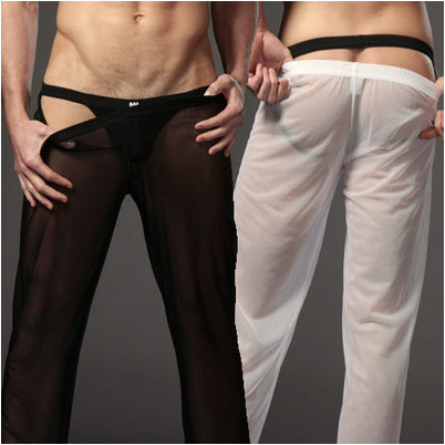 Wholesale Mesh Men's Home Trousers, Sexy, Loose, Comfortable, Smooth and Thin Foreign Trade Men's Pajamas