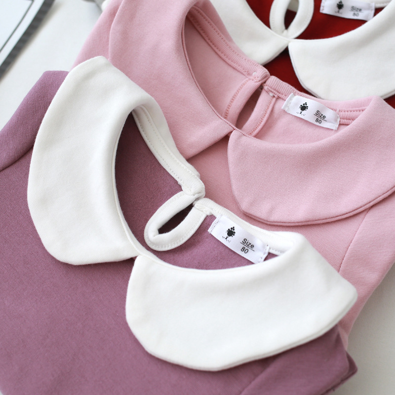 Vestidos de estilo occidental para niñas, tops de manga larga con cuello Peter Pan, capas básicas de primavera/otoño