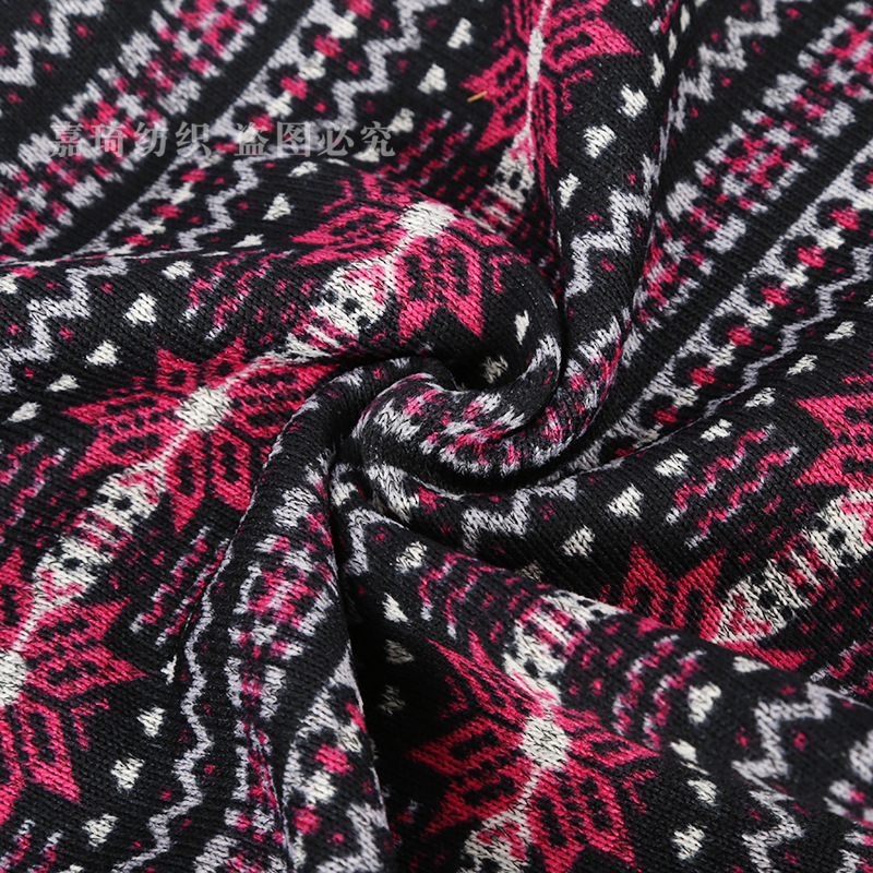 厂家现货涤纶印花粗针拉绒面料家居服睡衣休闲服毛衣印花拉绒面料