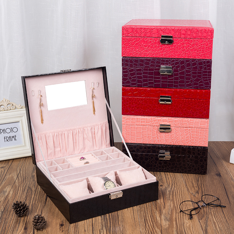 跨境货源pu皮革首饰盒 欧式手表饰品包装盒 公主珠宝首饰包装盒