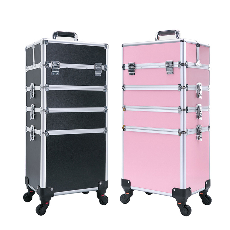 Estuche de cosméticos, barra de tracción, portátil multicapa de gran capacidad, talón profesional, talón de maquillaje, caja de herramientas de tatuaje de uñas para pestañas