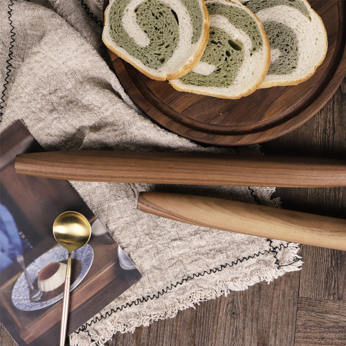 North American black walnut rolling pin, solid wood baking dumpling stick with hole, kitchen baking tool, extended version