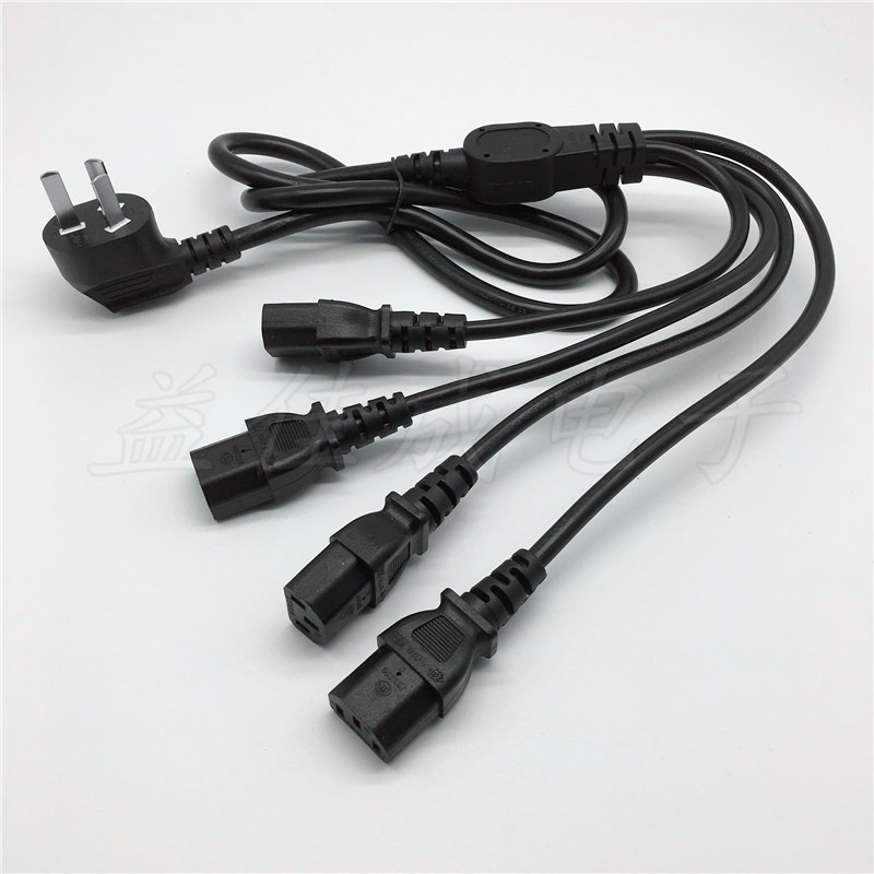 厂家生产一分四中标三插品字尾电源线拖四中国式3插梅花尾插头线