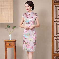 雙層短袖傳統中長款改良旗袍2024新款女日常可穿中式復古修身夏季