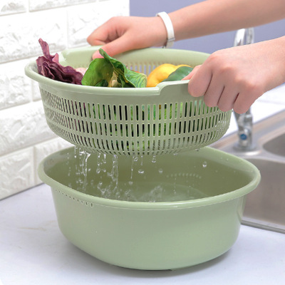 塑料大號雙層加厚洗菜盆瀝水籃廚房水池镂空濾水籃水果蔬菜收納籃