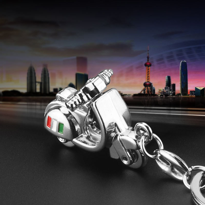 3D three-dimensional movable wheel motorcycle key chain metal bicycle key chain pendant Mini Lady motorcycle