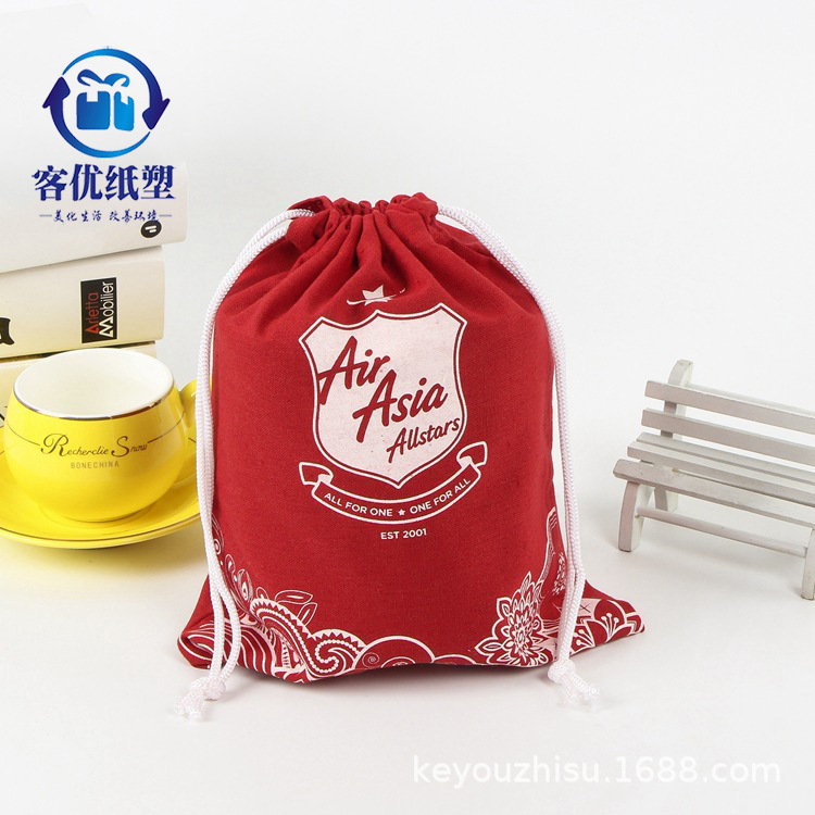 厂家客制宣传礼品棉布手提袋 广告购物帆布袋抽拉绳帆布束口袋加