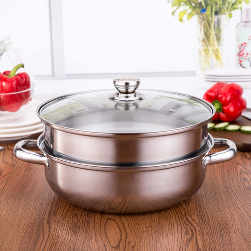 Stainless steel soup steamer, double-layer steamer, household induction cooker, hot pot, steaming and cooking gift pot, can be made with LOGO