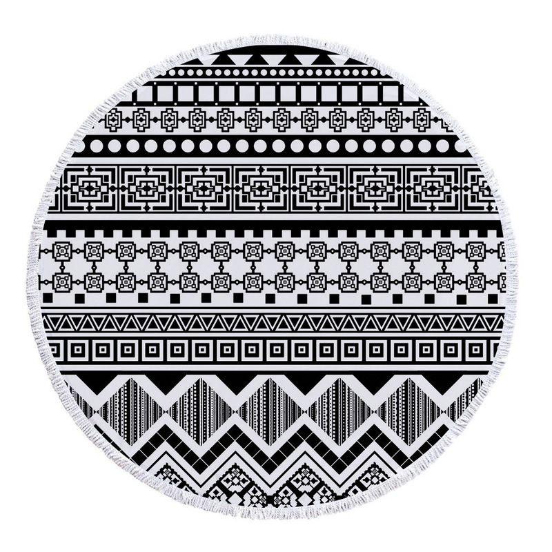 Cross-border Source Amazon Microfiber Ethnic Bohemian Round Beach Towel Yoga Print Tassel