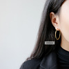 Minimalistic golden ring, jewelry, earrings, Korean style, silver 925 sample