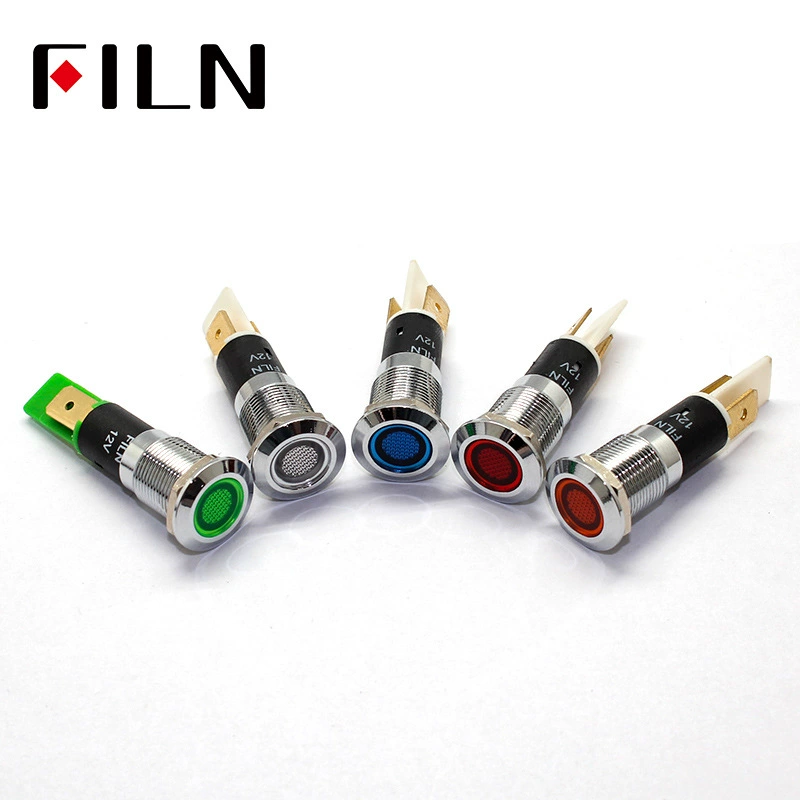 LED индикаторная лампа, металлические огни, 12мм, 12в, 220в, 1м