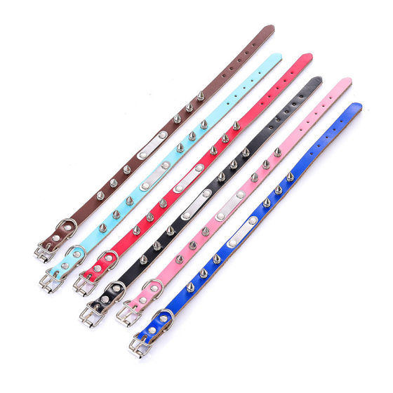 New bullet nail laser lettering pure leather pet collar punk dog neck dog chain factory direct sales