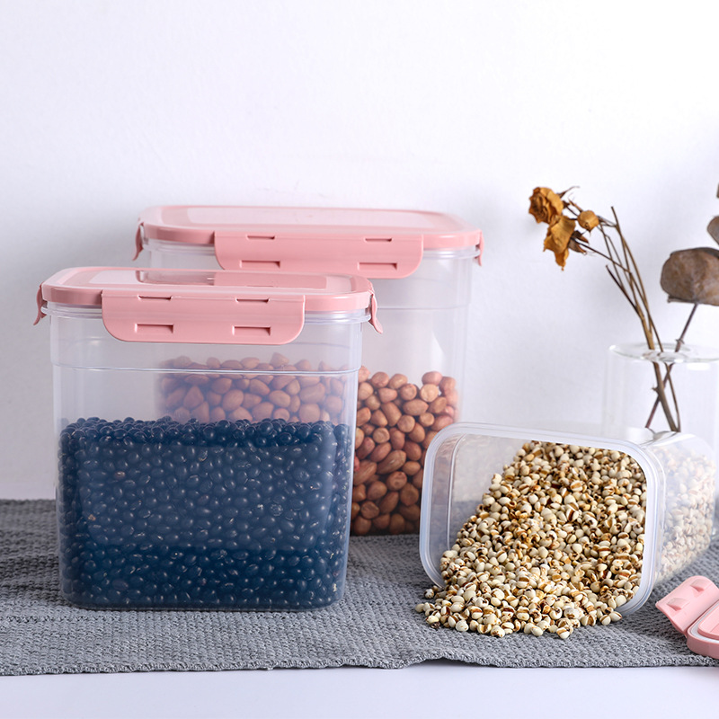 Kitchen Food Fresh-keeping Sealed Jar with Lid Plastic Coarse Grain Storage Jar Grain Transparent Storage Box