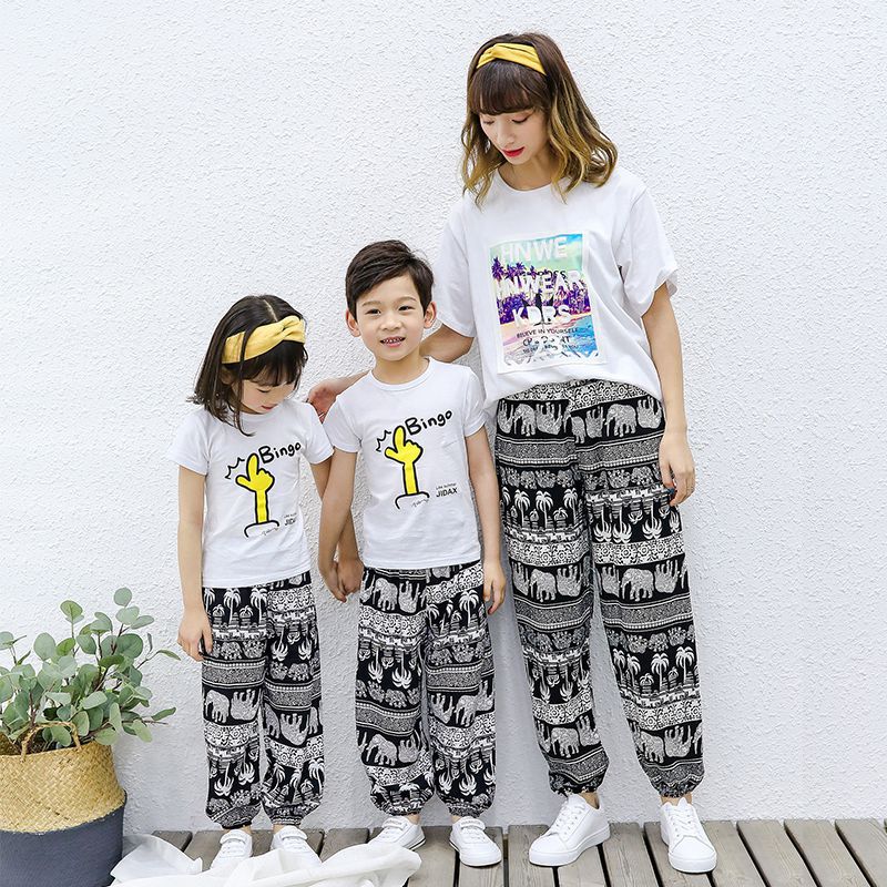 Nuevos pantalones a prueba de mosquitos para niños de verano Pantalones para padres e hijos pantalones a prueba de Mosquitos de algodón para niños Pantalones anchos para niñas bloomers algodón seda