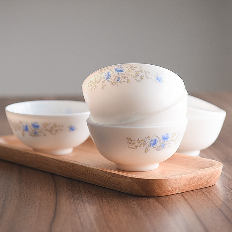 Meal treasure chinbull 4.5 inch small bowl rice bowl White Jade glass porcelain tableware opal glass generation hair