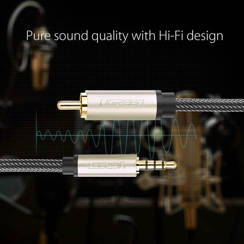 Зеленый RCA к 3.5 джек AUX аудио кабель стерео коаксиальный