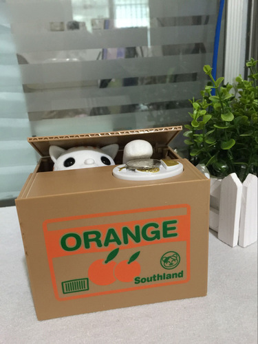 Creative Plastic Money Bank Cartoon Animal Thieving Cat Children's Savings Bank Coin Bank Only Takes In, No Giving Out Thieves' Money