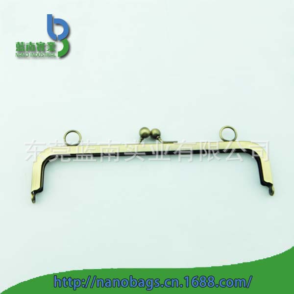 厂家供应 皮具五金扣，圆角平坑铰3分半珠双圈包包口金，真皮包金