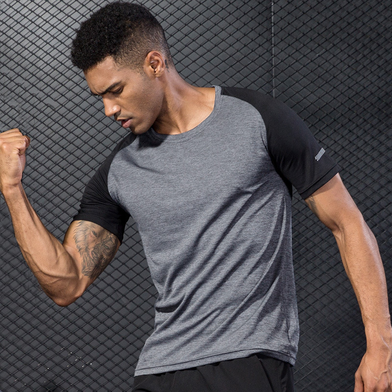 Ropa de entrenamiento para hombres, camiseta de cuello redondo, baloncesto, camiseta de entrenamiento, camiseta transpirable, camiseta de entrenamiento, camiseta de mangas cortas