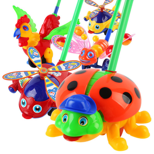 Baby toddler stroller butterfly multi-function walker bell hand push airplane stall toy gift push push music