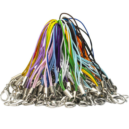 100 colorful lanyards polyester single circle lobster clasp mobile phone rope crafts mobile phone chain diy jewelry accessories wholesale