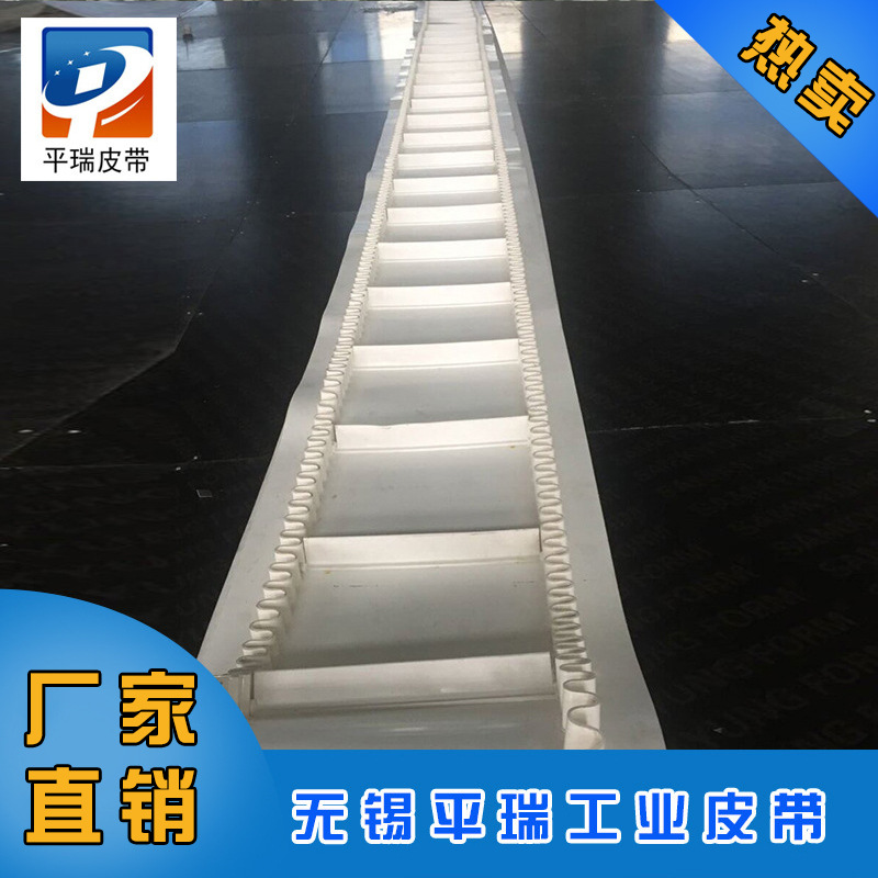 PU白色裙边挡板输送带 PU新型挡边传送带 无锡工业皮带加工可定