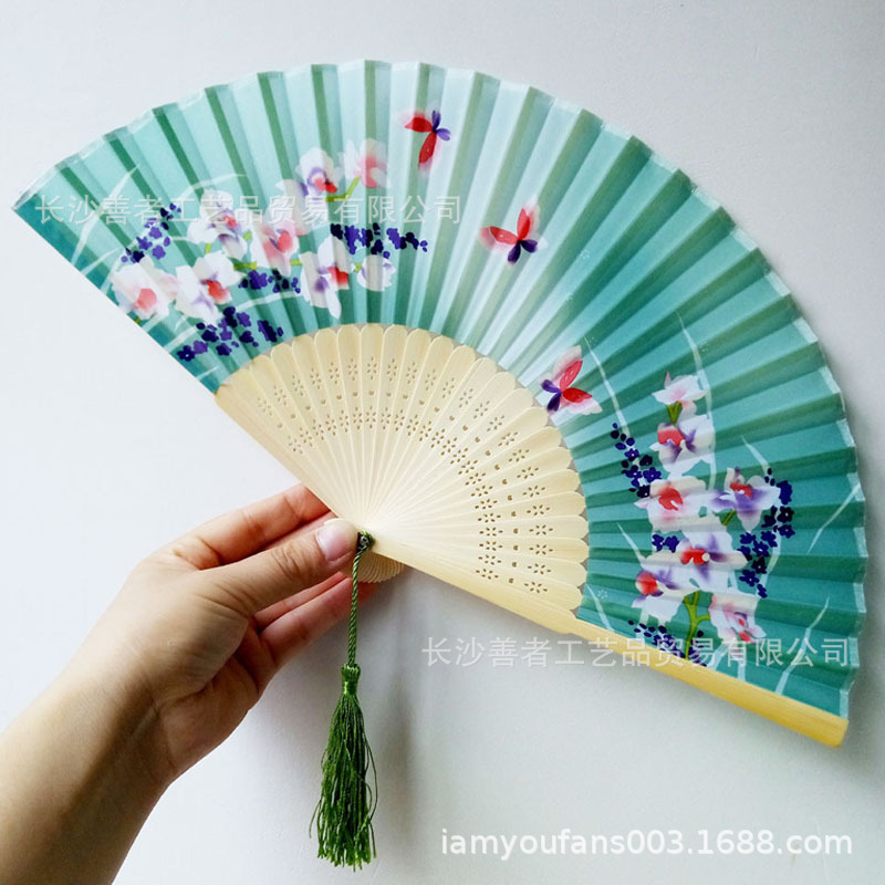 Ventilador estilo chino estilo antiguo estilo de las mujeres estilo japonés pequeño paño retro estilo de verano baile plegable clásico traje antiguo ventilador plegable