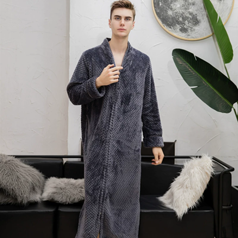 Демисезонное халат, фланелевый бархатный длинный pajamas для любимого, увеличенная толщина