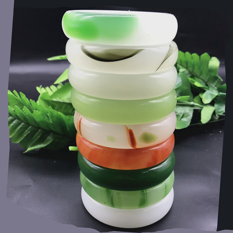 Hotan Jade Bracelet Wholesale Widened Version Imitation White Jade Jade Bracelet Running River Lake Glass Jade Bracelet Sales Gift