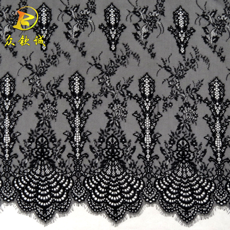 压纱小麦穗高波满幅定位睫毛蕾丝花边 品质款扇形波边蕾丝面料