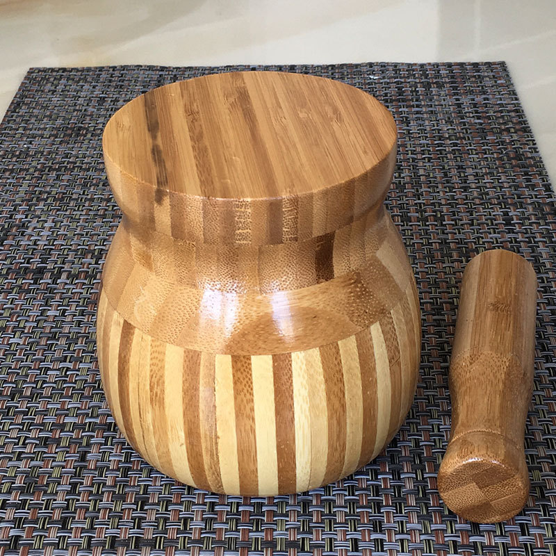 Fuente de origen natural bambú amoladora de ajo cocina amoladora de bambú Registro de bambú grano jengibre amoladora al por mayor