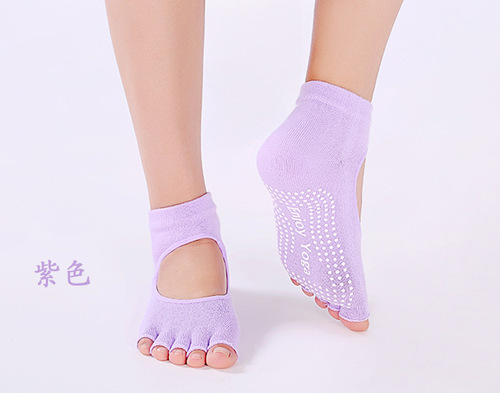 New yoga socks open toe anti-slip glue professional five-toe socks for women with open toes pure cotton split-toe socks cross-border wholesale